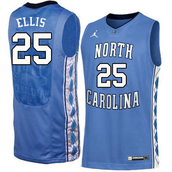 Men #25 Caleb Ellis North Carolina Tar Heels College Basketball Jerseys Sale-Blue
